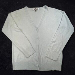 Italian Wool Cardigan Sweater Button Down Medium V-Neck Icy Light Blue